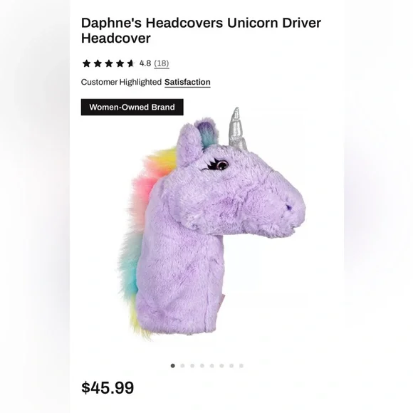 Daphne Golf Club Driver Unicorn Headcover Plush Stuffed Animal Purple Rainbow - Picture 5 of 13